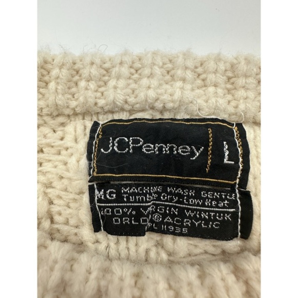 Vintage 80s JC Penney‎ Sweater Fisherman Chunky Knit Size Large - Picture 2 of 5